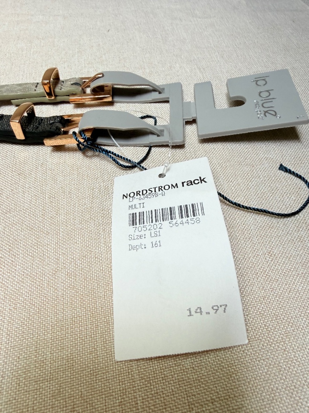 One Pair of Skinny Belts Silver and Black Nordstrom Rack Size L NWT